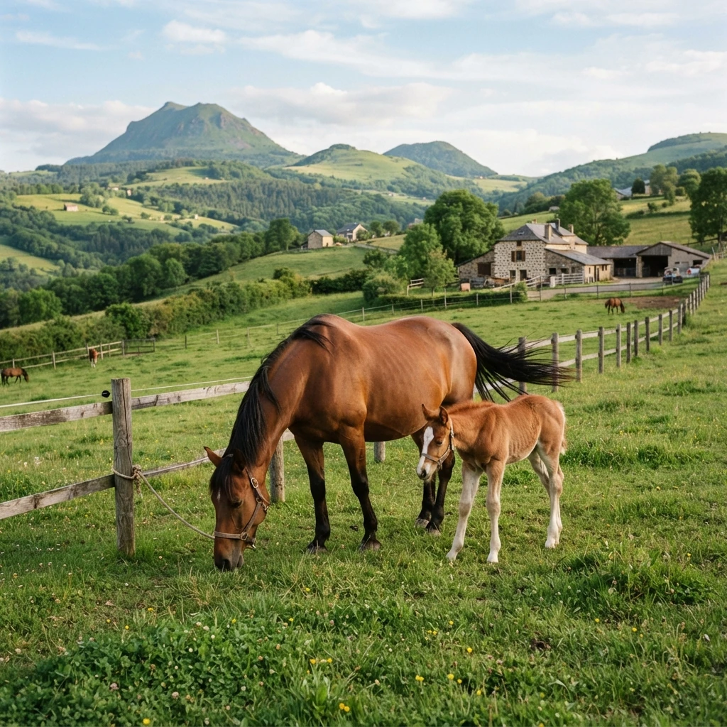 Élevage de chevaux au Les Poneys Bleus, Saint-Angel