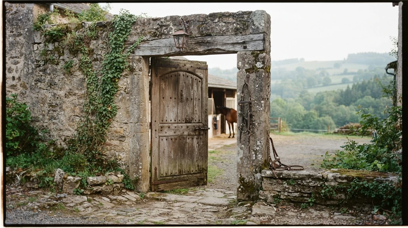 Entrée du Les Poneys Bleus, centre équestre à Saint-Angel